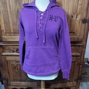 Harley Davidson Purple Lace Up Hoodie Sweatshirt Women's Size Medium